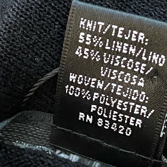 August Silk Linen Blend Black Top Size Petite Small HSH Spring - Picture 5 of 7